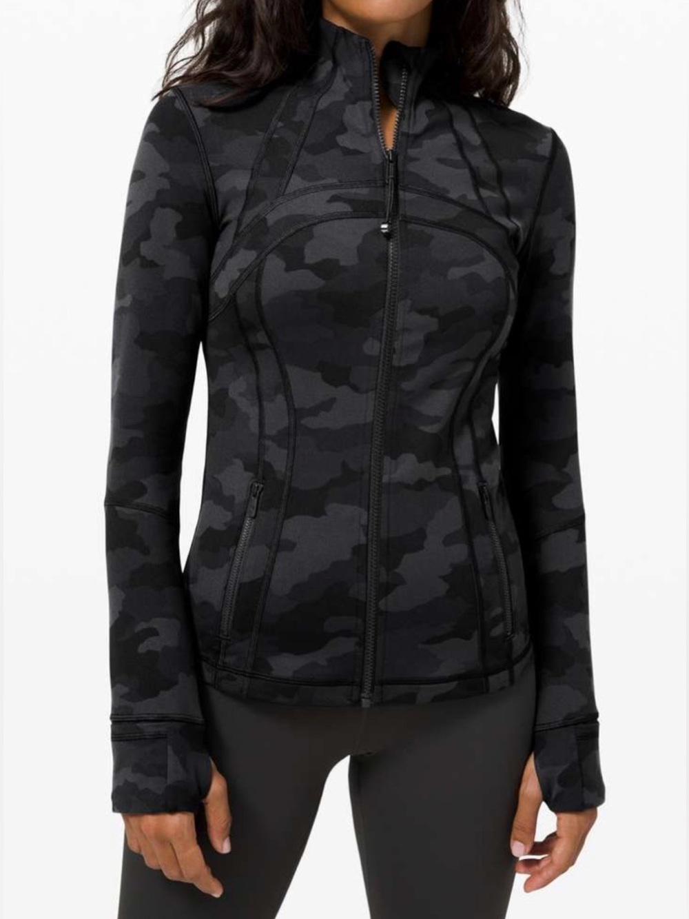LULULEMON DEFINE JACKET LUON DARK COAL CAMO PATTERN SIZE 6